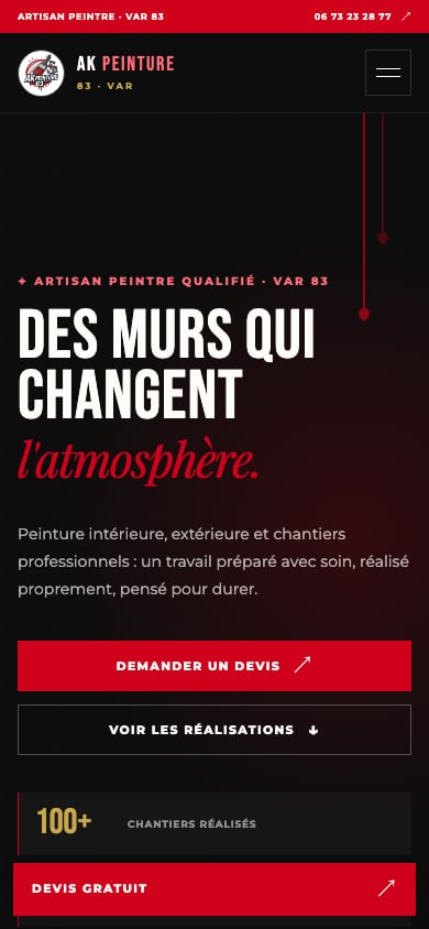 Version mobile du site AK Peinture 83